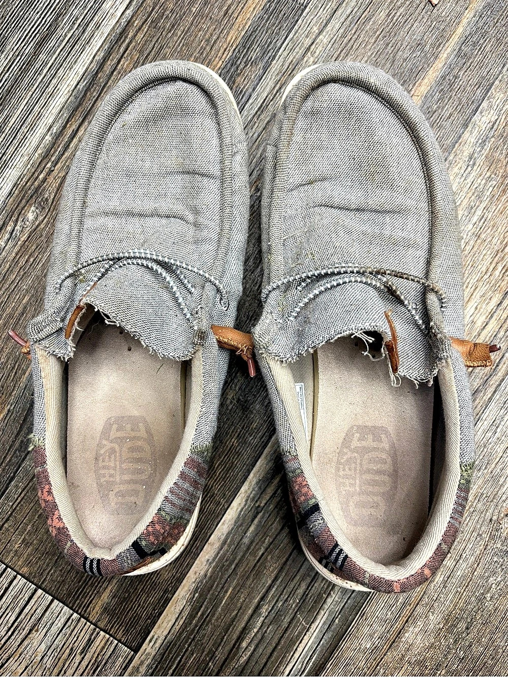 Hey dudes Gray Striped Boat Shoes US 11